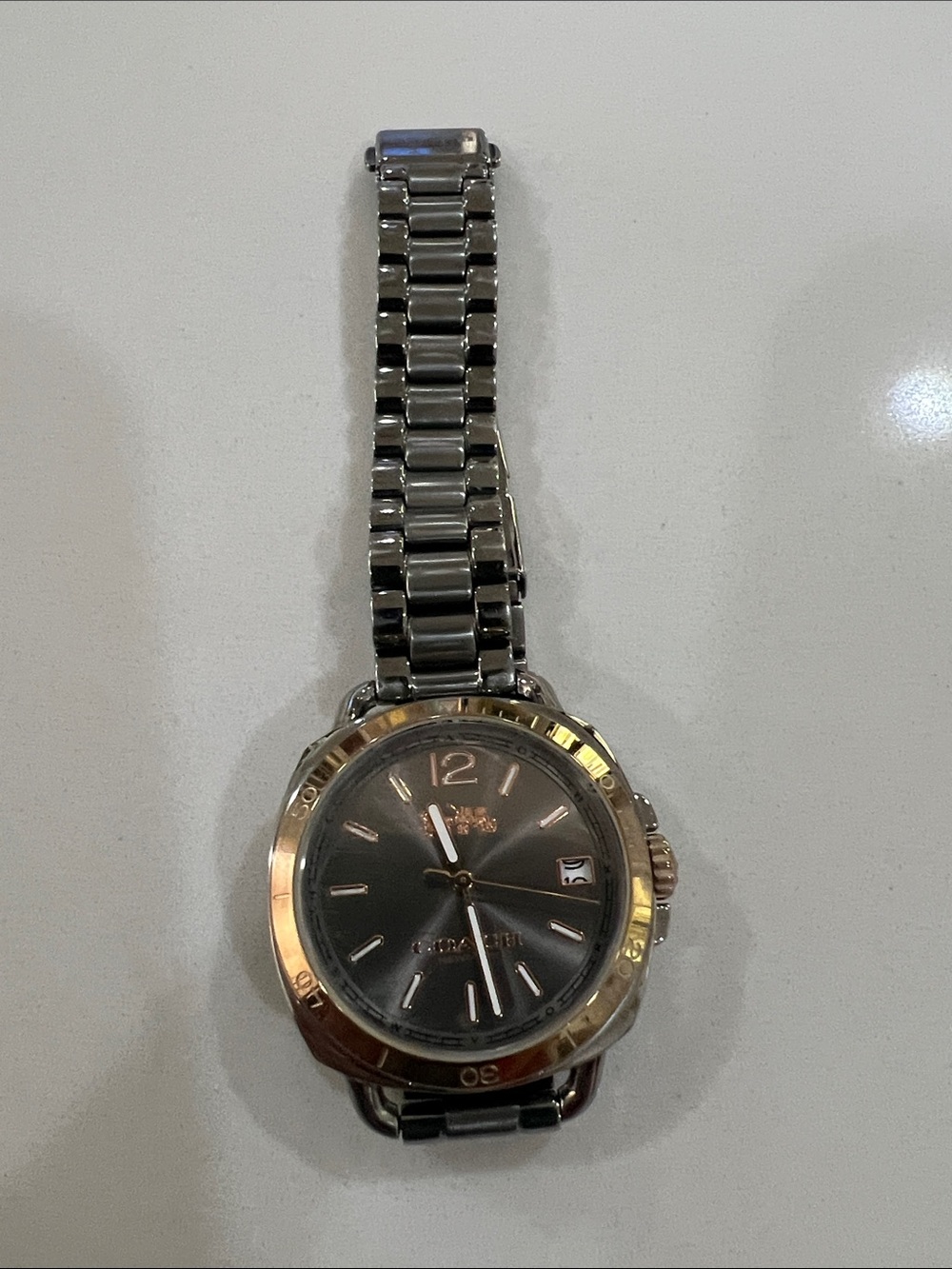 Coach Two-Tone Silver and Gold Stainless Steel Bracelet Watch